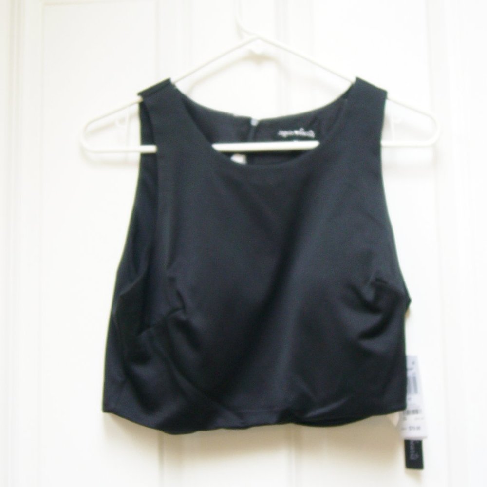 New Sequin Hearts Crop Top Black Junior